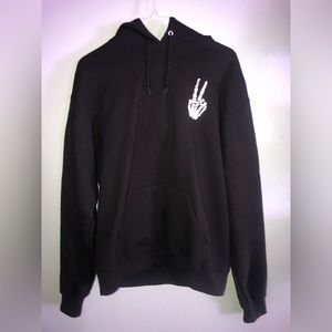 Black Hoodie w/ Skeleton Hand Peace Sign